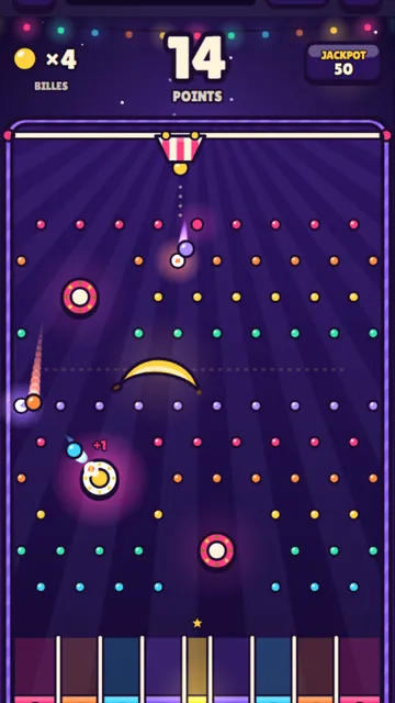 Banana Drop : la bille descend entre les picots lumineux