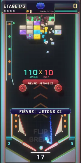 Flipbreak : la bille casse les briques, fièvre, jetons ×2